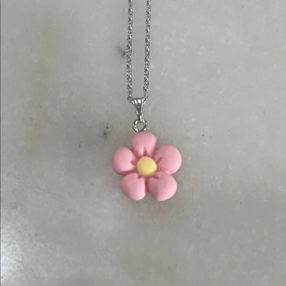 Pink Flower Pendant Necklace